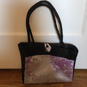 Purple Flower embroidered purse